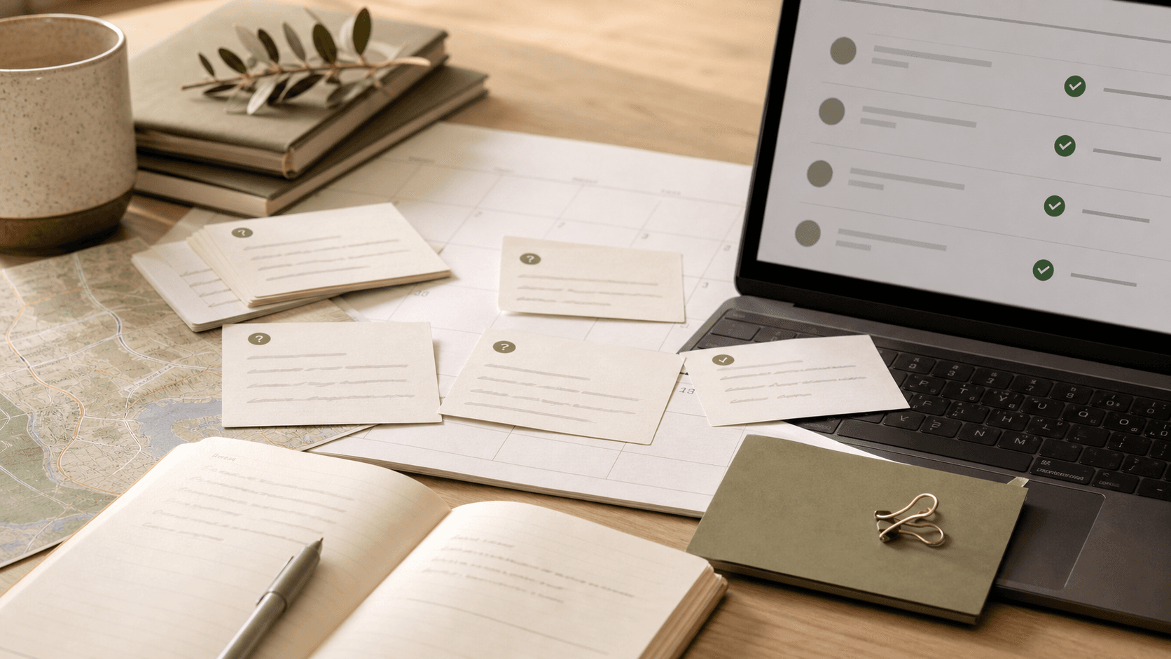 Hospitality planning workspace with abstract approval interface and guest inquiry cards