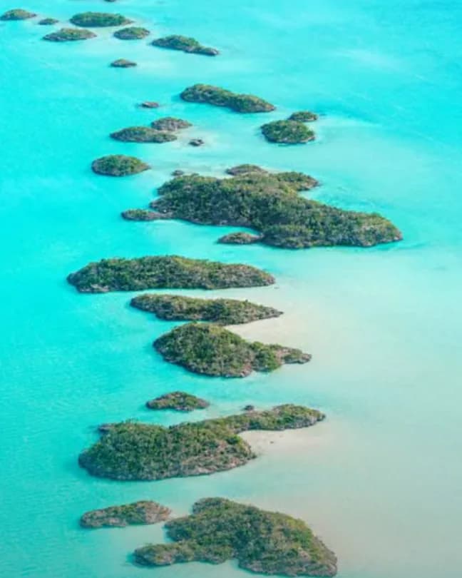 Aerial photo of the Chalk Sound cays from Villa La Percha's location section