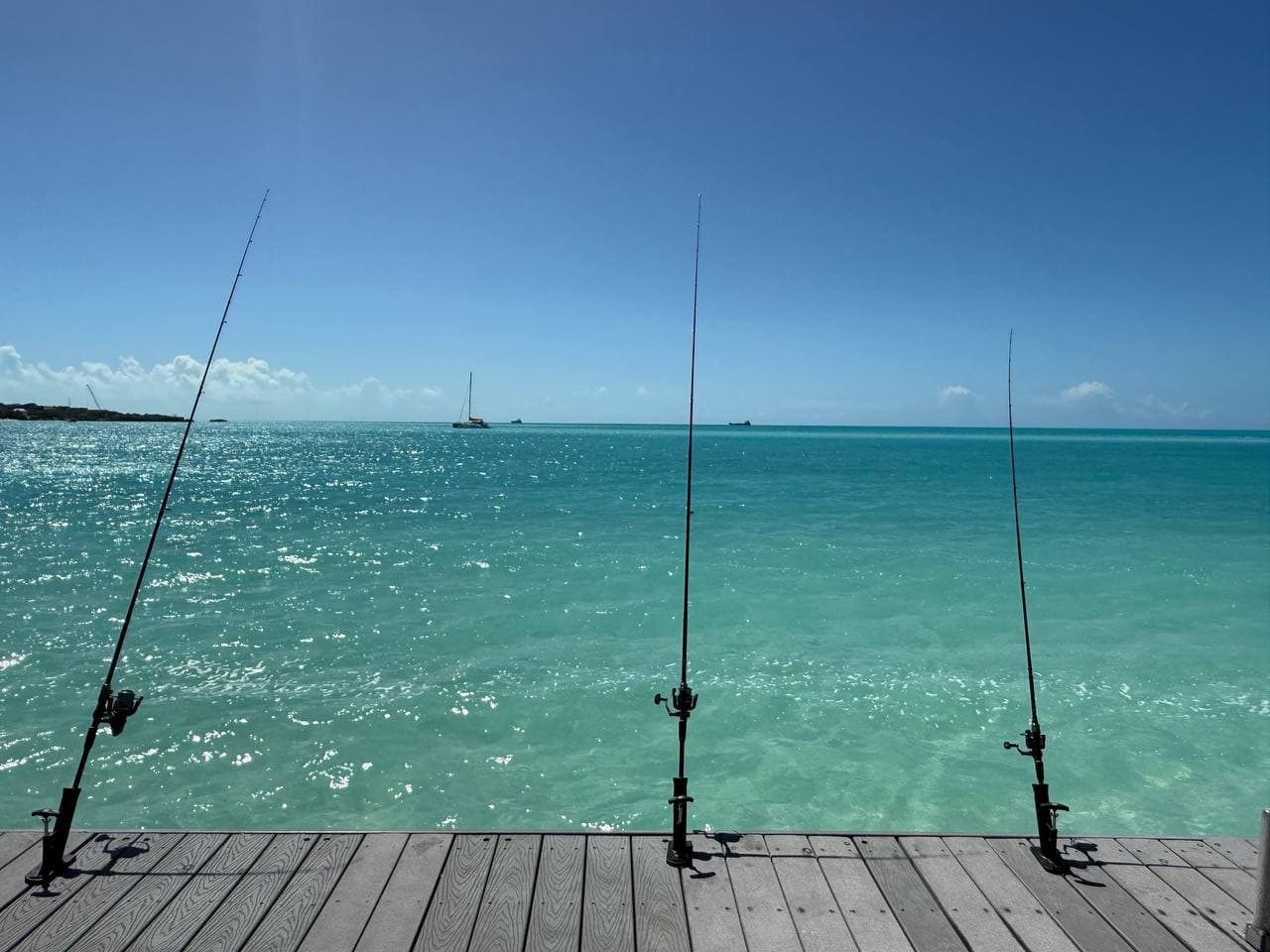 Fishing rods set up on the dock at Villa La Percha
