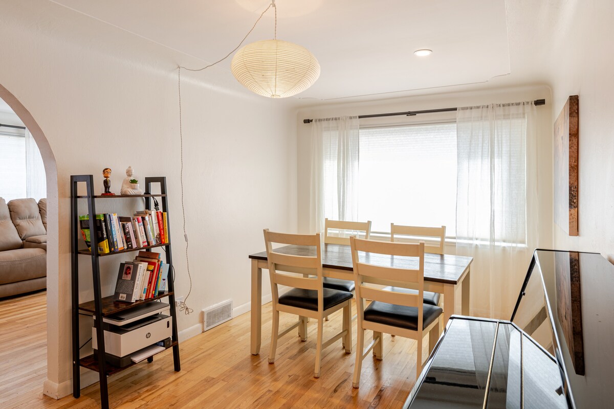 Dining and book room with Yamaha piano